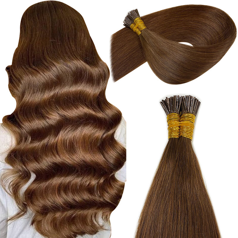 Straight I Tip Hair Extensions estensioni dei capelli naturali umani capsula di cheratina capelli umani originali 18-28 pollici 10 pezzi 50 pezzi 100 pezzi