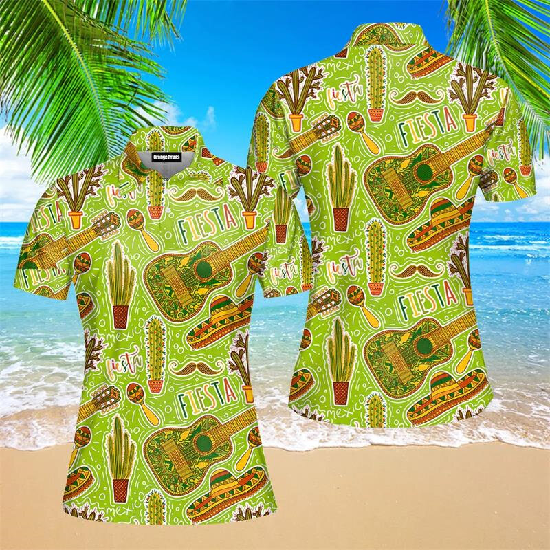 Polo de manga corta para Hombre, Camiseta con estampado Digital Hawaiano, Ropa de calle informal a la moda, con solapa, para vacaciones