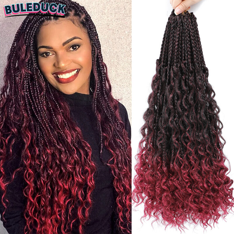 14 20 Inch Goddess Box Braids Crochet Hair Boho Box Braids Crochet Hair Synthetic Braiding Hair Extensions for Black Women