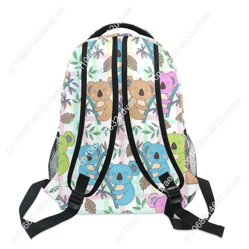 Sacos escolares impermeáveis para meninas adolescentes, mochila escolar para mulheres, impressão de koala, bolsa de livro de estudante, grandes mochilas de viagem