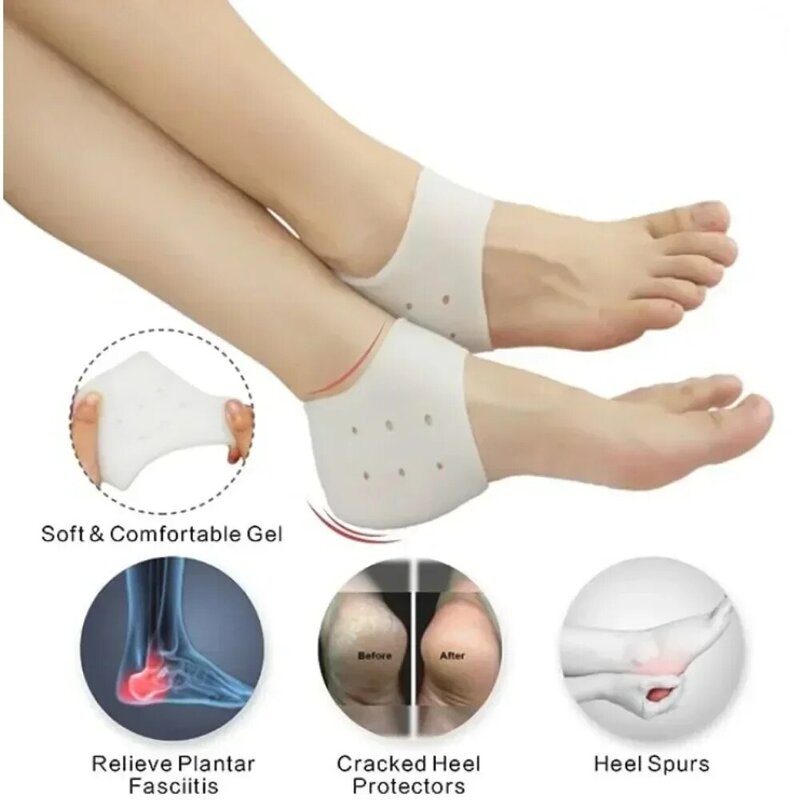 Calzini in Silicone da 2 pezzi per la cura dei piedi calzini sottili con tacco in Gel idratante con foro protezioni per la cura della pelle dei piedi screpolati strumenti per Pedicure per i piedi