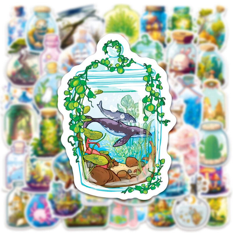 10/30/50 buah stiker dekorasi Kawaii Laptop buku tempel stiker estetika gaya Ins stiker kartun hewan dunia botol lucu
