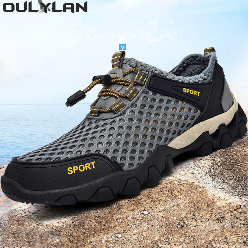 Oullan รองเท้าเดินป่าชายรองเท้าเดินป่าแม่น้ำเดินแคมป์ปิ้ง sepatu Trail ฤดูใบไม้ผลิฤดูร้อนผู้ชายกลางแจ้งต้นน้ำ