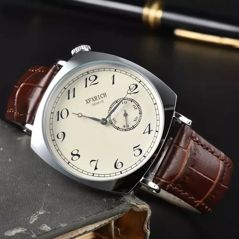 Nieuwe Originele Merk Horloges Voor Heren Klassiek Kromme Wijzerplaat Polshorloge Luxe Volledig Stalen Kast Quartz Mannelijke Klokken Luxe Horloge