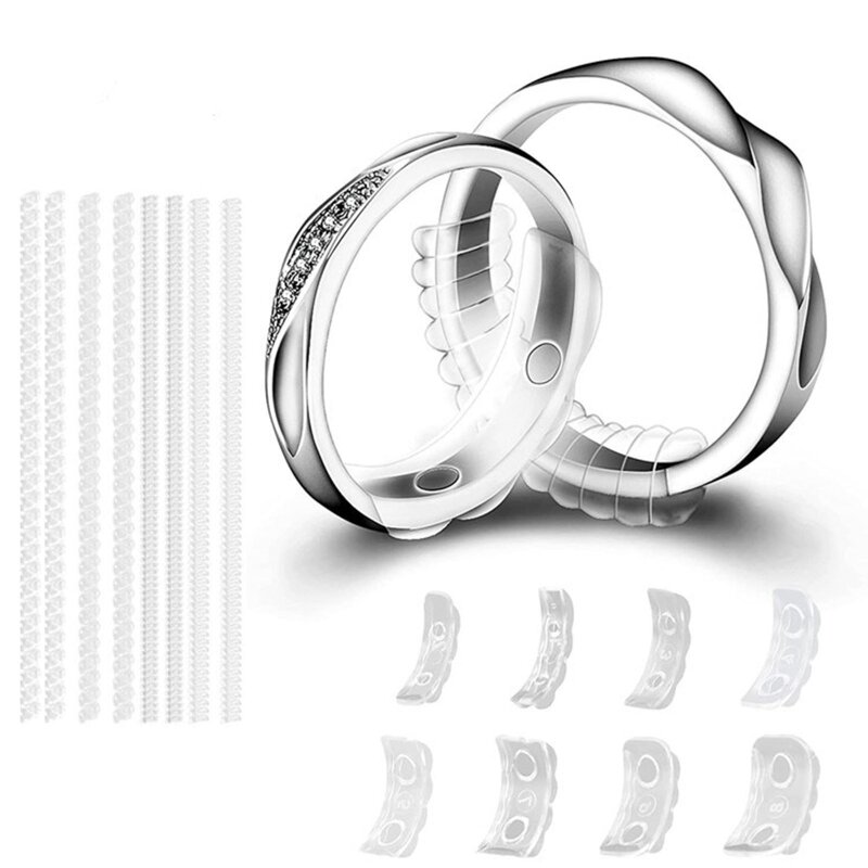 Protector reductor de tamaño de anillo Invisible para hacer joyas, ajustador de anillo suelto, transparente, 16 unids/set, H8WF