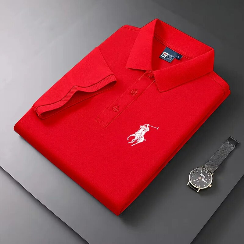 Koszulka Polo męska koszulka z krótkim rękawem casual sportowa jednolity kolor koszula z klapą górny letni nowa uniwersalna kombinezon polo