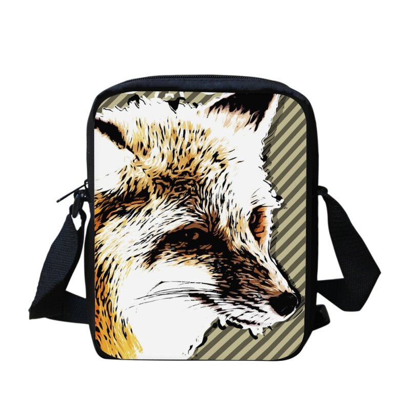 Na moda legal lobo 3d impressão satchel bolsas criativo nova tendência adolescente escola almoço saco 1-6 classe dos desenhos animados cruz sacos de corpo bolsa de ombro