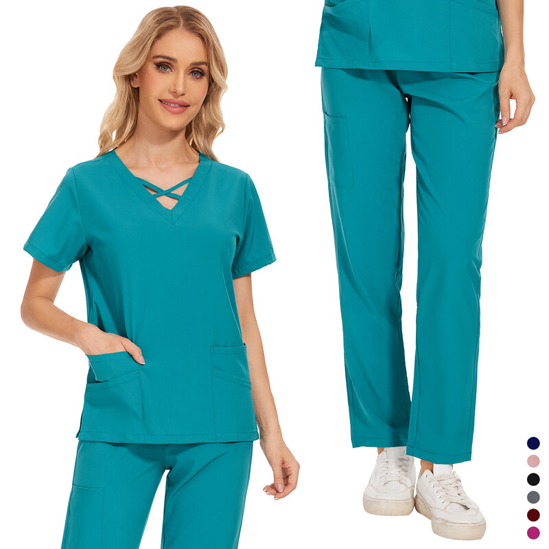 Wholesale Laboratory Veterinary Set Women Medical Scrubs Nursing Scrub Tops Pants Surgical Gown Healthcare Pharmacy Workers Wear