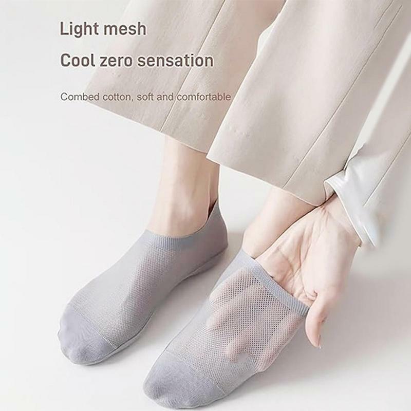 Calcetines invisibles de seda de hielo para mujer, calcetines invisibles antideslizantes para mocasines