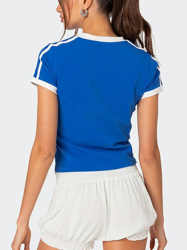 Футболка Y2K женская с вышивкой, пикантная уличная короткая рубашка с пупком, облегающая блузка в ретро стиле, для отдыха
