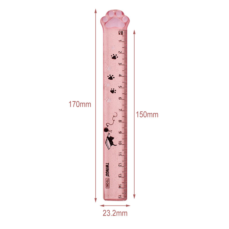 15cm Cartoon Cat Claw Plastic Ruler Small Bookmarks Straight Ruler Student Stationery