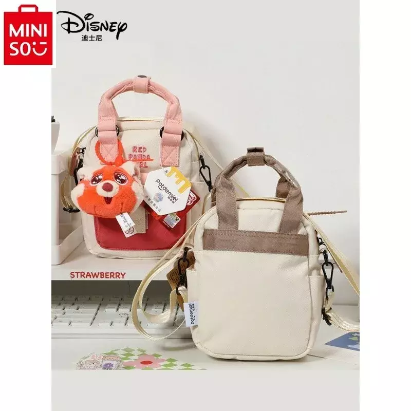 MINISO Disney Cartoon Qiqi Canvas Crossbody Bag Single Shoulder Bag Student Cute Casual Large Capacity Backpack 2024