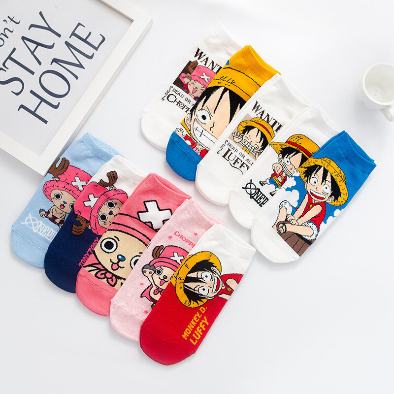 Anime One Piece Luffy Chopper Short Socks Happy Women Students Cotton Sox Cartoon Colorful Thin Sock Creative Ladies Spring
