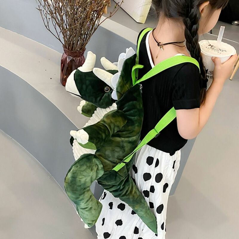 Divertente borsa a tracolla dinosauro regalo grande capacità Cartoon Dinosaur peluche zaino Kawaii Anime School Bag