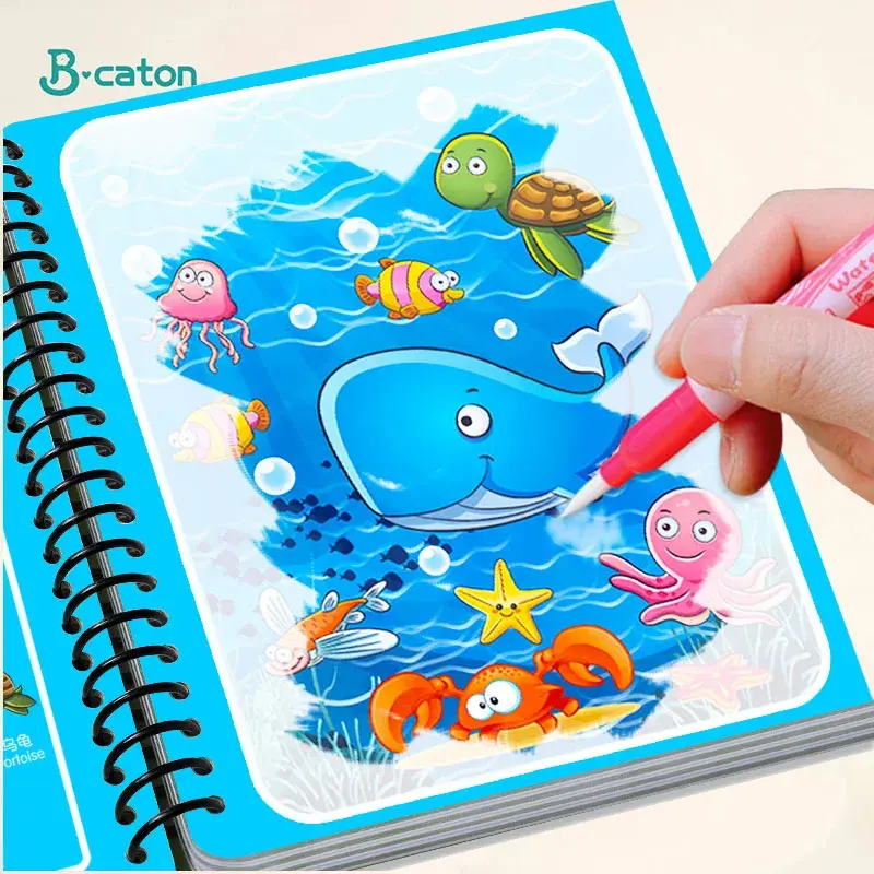 Livro de colorir água mágica reutilizável para crianças, pintura grafite DIY, brinquedos educativos precoces, jardim de infância