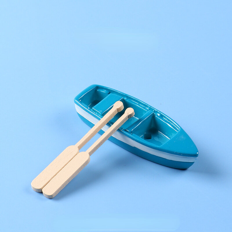 Mini Boot Model Schattige Cartoon Speelgoedboot Kinderen Cognitief Speelgoed Met Peddels Micro-Landschapsornamenten Landschapsboot Rekwisieten