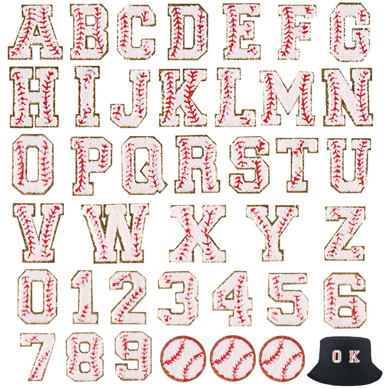 Gorące szenilowe łatka haftowana bejsbolowe naklejka w kształcie litery DIY alfabet naprasowanki plakietki tkaniny akcesoria do czapek odzieżowych