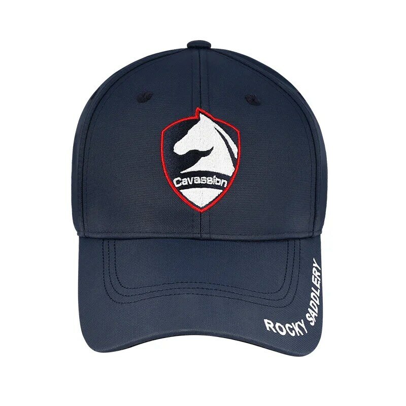 Cappello da sole equestre con Logo a cavallo di colore blu marino che guida l'attrezzatura per il pilota del cappello solare