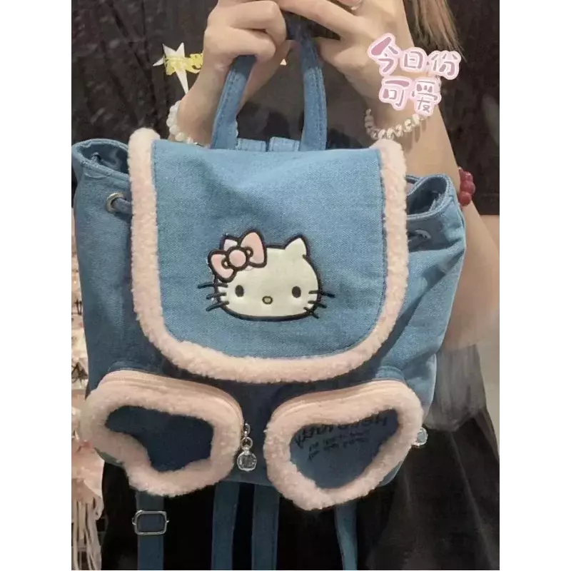 Sanrio-mochila escolar informal de Hello Kitty para estudiantes, mochila de doble hombro ligera de gran capacidad con dibujos animados, novedad