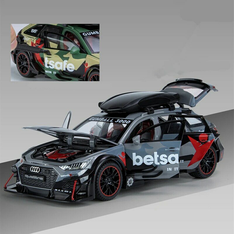 1/24 أودي RS6 أفانت ستاشن فاجون نموذج سيارة سباق سبيكة معدنية لعبة سيارة نموذج سيارة صوت وضوء لعبة أطفال هدية