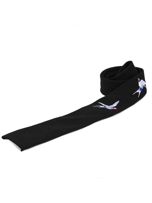 Latanie jaskółka haft yohji krawat akcesoria do odzieży Unisex mroczny styl yohji yamamoto krawat dla człowieka yohji krawaty dla kobiet