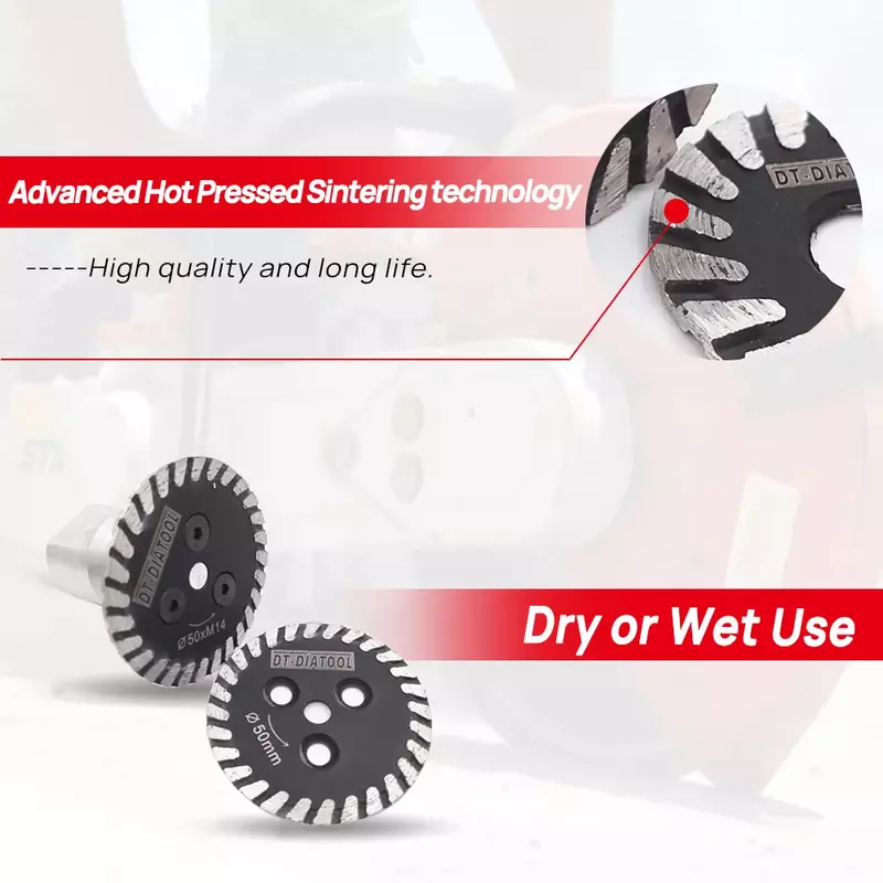 DT-DIATOOL 2pcs Mini Diamond Cutting Disc Hot Pressed Saw Blade 1pc Removable M14 Flange Carving Stone Marble Concrete