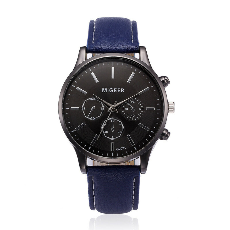 Relógio de pulso analógico de quartzo para homens, pulseira de couro 22mm, alta qualidade