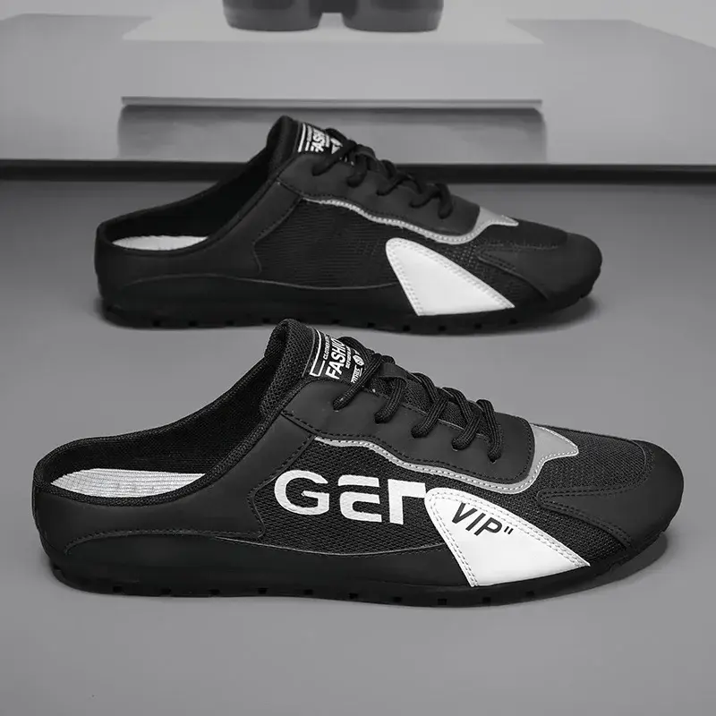 2024 Nieuwe Stijl Half Slip-On Schoenen Comfortabele Platte Schoenen Mesh Heren Schoenen Ademende Heren Sneakers Comfortabele Zapatos Para Hombres