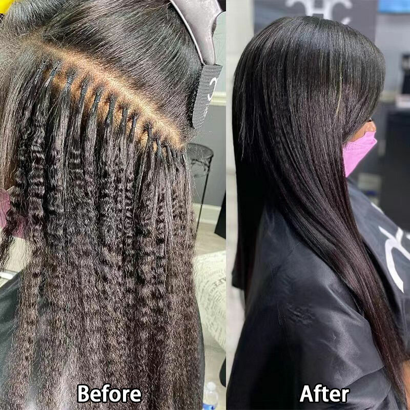 100g Kinky Straight Curly I Tip Hair Extension For Black Women Long Virgin Peruvian Human Hair No Sheeding 12"-28"