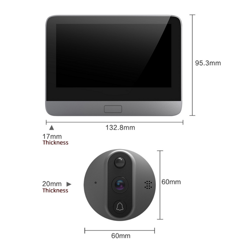 Беспроводной дверной глазок R9 Hd1080P, металлический видеодомофон со скрытым видео, звонок с камерой, звонок с внутренней связью