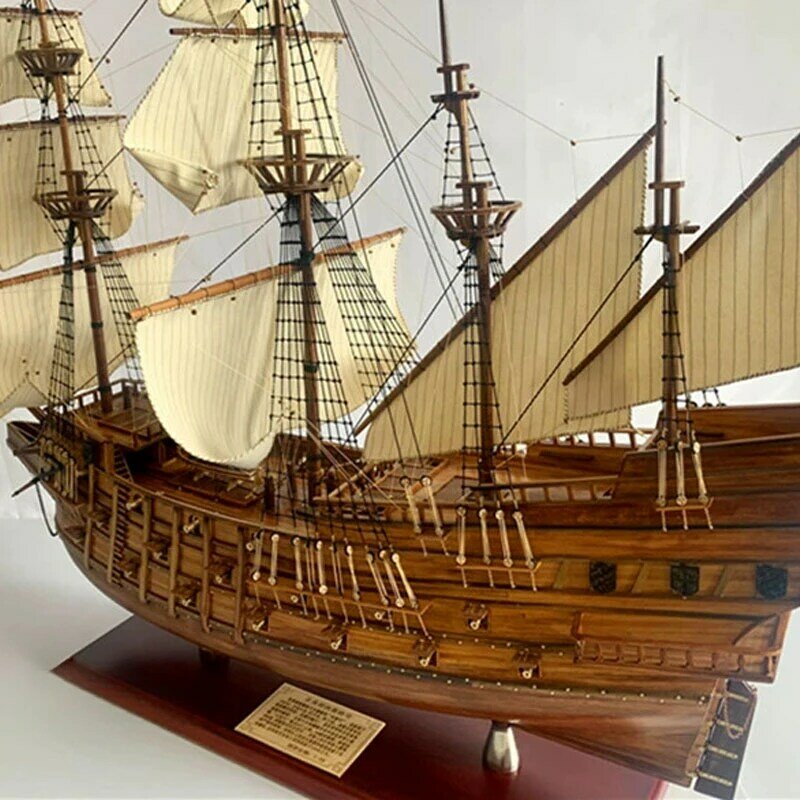 نموذج سفينة خشبية كبيرة ، أسطول سان دييغو ، خشب صلب نهائي ، زينة شراعية ، أسطول إسباني ، هدية لعبة