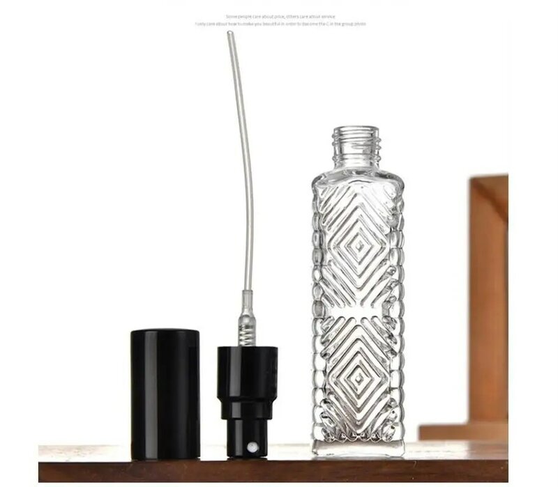 12ml Rhombic Rectangular Transparent Glass Perfume Bottle Spray Bottle Cosmetics Subpackage Empty Bottle Portable Sample Bottle
