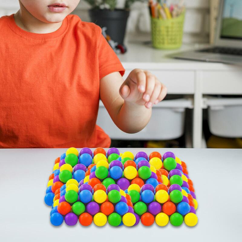 120Pcs Game Beads Learning Math Jigsaw Sorter Diameter 1.5cm Counting Toys for Girls Training Color Sorting Toy Children Spoon