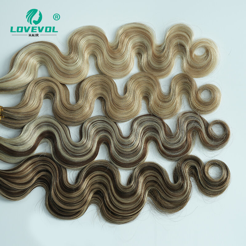 Extensiones de cabello humano Remy, extensiones de cabello ondulado de color marrón oscuro, Triple trama, 10 piezas/160g