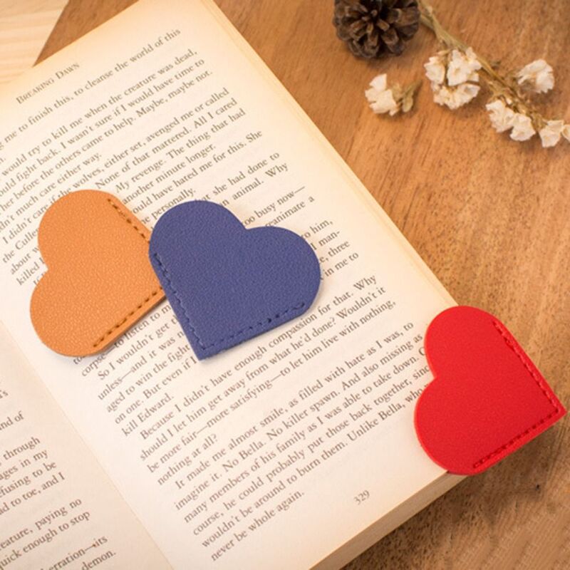 Винтажный маркер для угловых страниц, Кожаная Мини-закладка в форме сердца ручной работы, декоративная прочная зеркальная книга