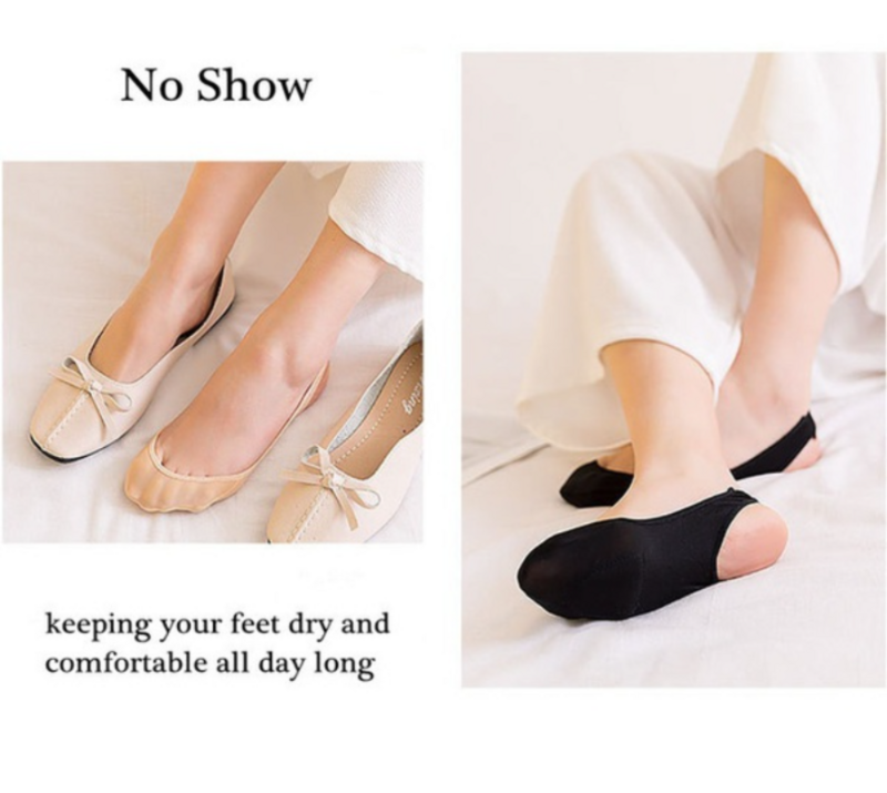 1 Pair Ultrathin Invisible Shallow Mouth Nonslip Silk Socks for High Heels Shoes Ice Silk Thin Half-Palm Suspender Sock Slippers