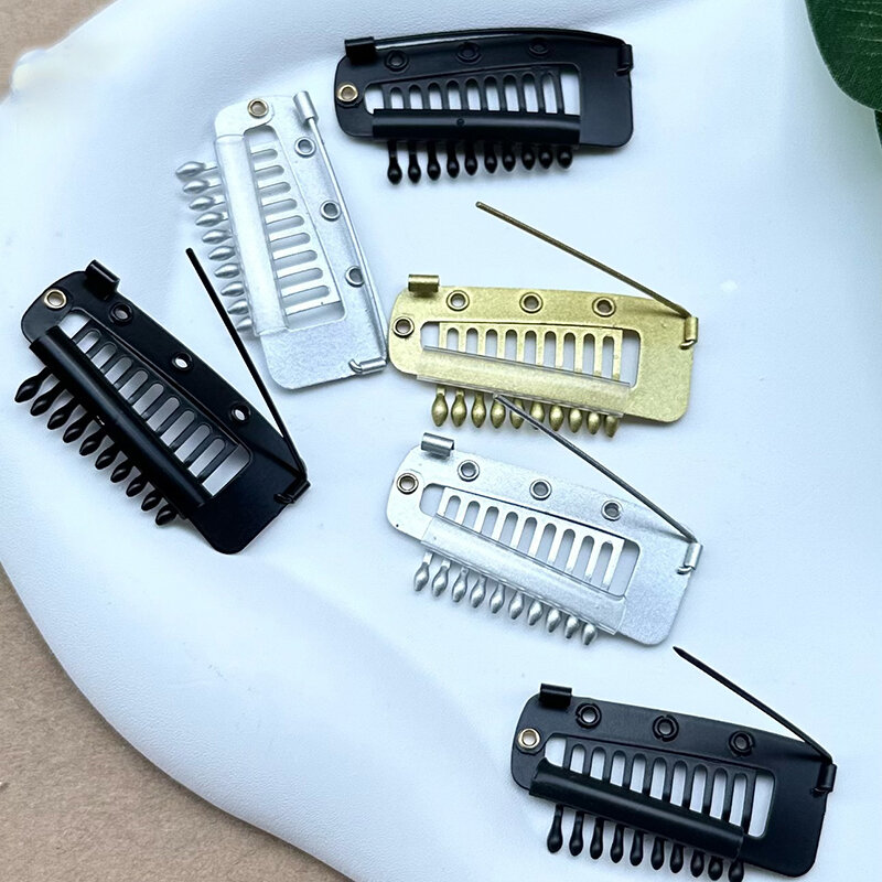 Klip chunni 10-50 buah baru 3.6cm 10 gigi klip jepret dengan Pin pengaman untuk ekstensi rambut pakan