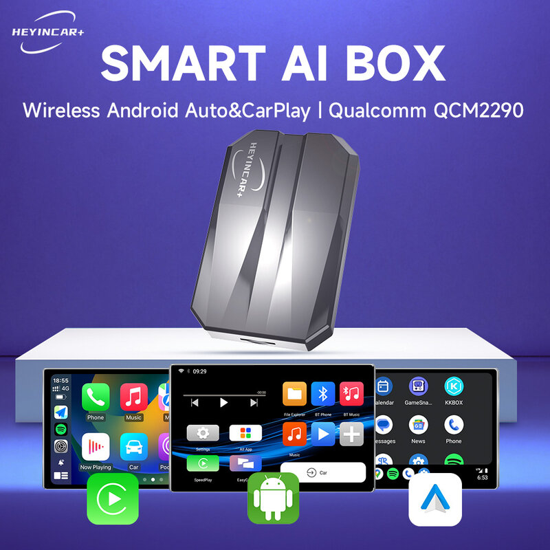 HEYINCAR-Smart Ai Box Plus, CarPlay sans fil, Android 11, Auto promettant Netflix, Adaptateur IPTV, Système intelligent de voiture
