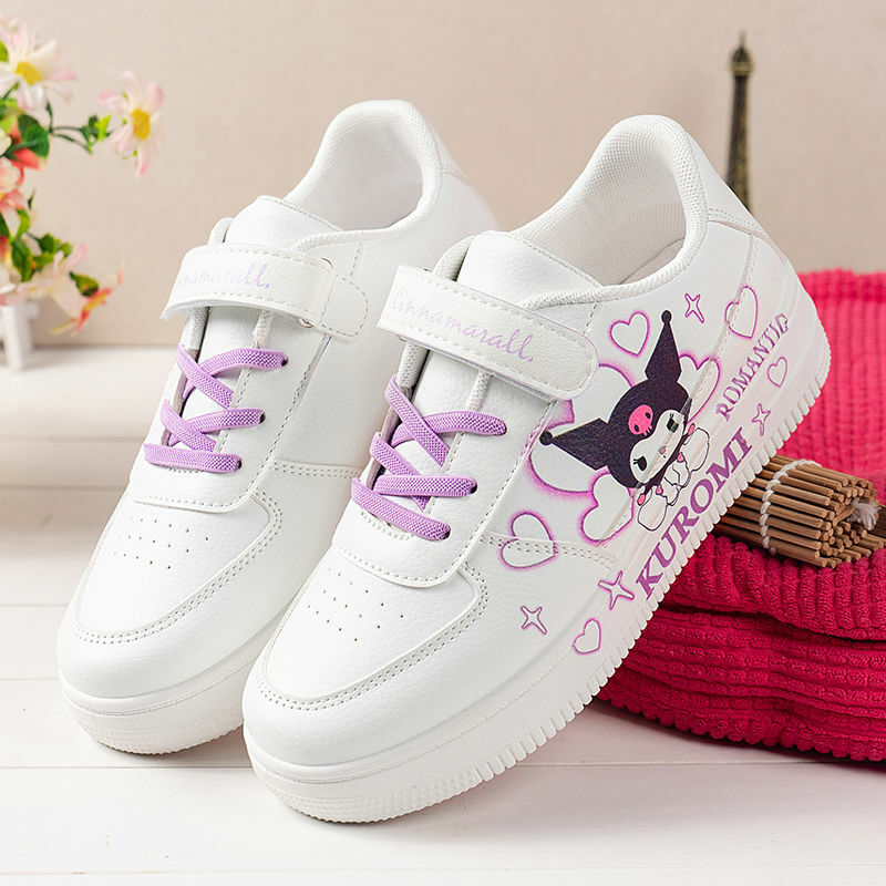 Детские кроссовки Sanrioed Kuromi, мультяшная спортивная обувь, Cinnamoroll, для мальчиков и девочек, симпатичные легкие дышащие Нескользящие, подарок