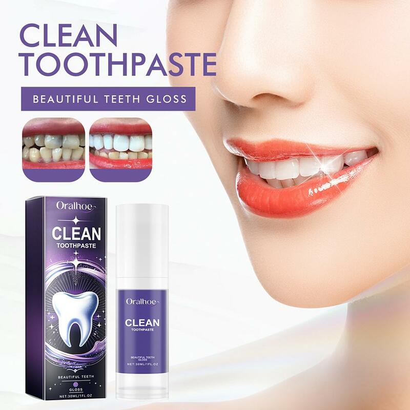30ml dentifricio sbiancante per denti rinfresca l'alito rimuovi la cura del fumo pulisci dentale orale efficacemente macchie igiene D4S1