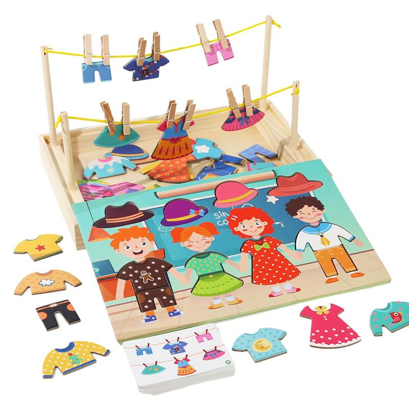 Holz Dress Up Puzzles Holz Puzzle Lern aktivitäten Vorschule Montessori Spielzeug Matching-Spiel für 3 4 5 Jahre alt