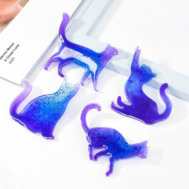 E0BF 3D Hoạt Hình Cho Mèo Silicone Thổ Cẩm Khuôn Nhựa Dính Thủ Công Làm Phụ Kiện Cho Tự Làm Mặt Dây Chuyền Trang Sức Móc Khóa Cụ