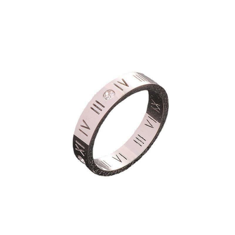 Anéis do vintage anel de banda de casamento de aço inoxidável numerais romanos sliver brilhante zircão anéis para homens moda jóias presente