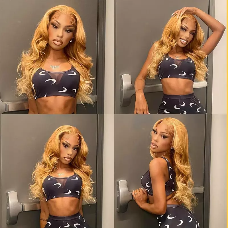 30 Inch Blonde Body Wave Lace Front Wigs Light Honey Blonde Synthetic Lace Front Wigs For Women Pre Plucked With Baby Hair