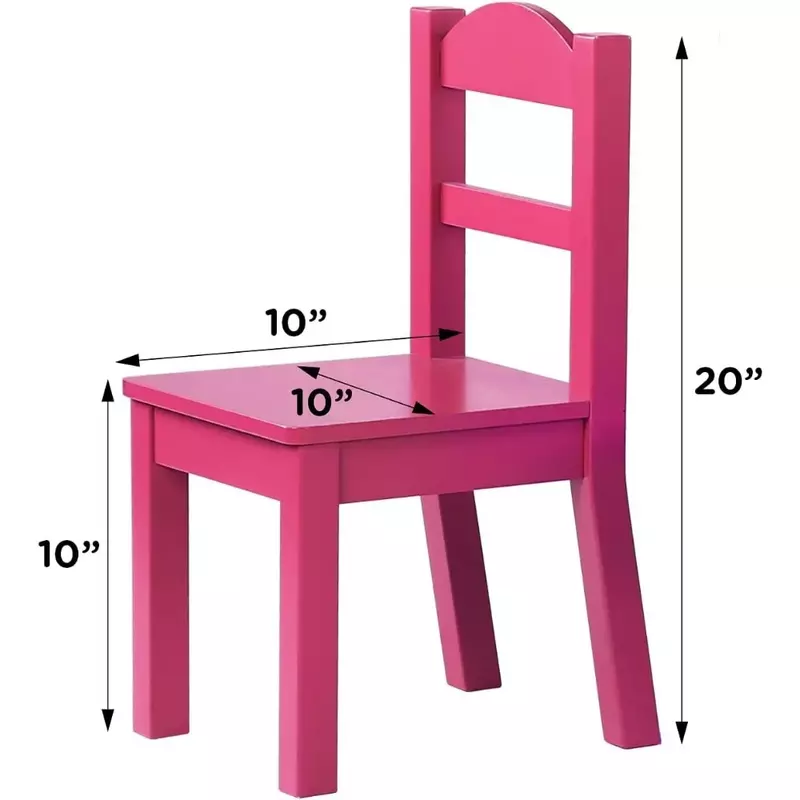 어린이 나무 테이블 및 의자 세트 (의자 4 개 포함)-예술 및 공예, 간식 시간, 홈스쿨링, 흰색, 핑크, 보라색