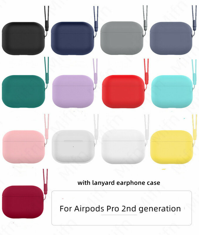 Funda protectora antipérdida para AirPods Pro 2, carcasa de silicona suave con cordón, [frontal LED Visible]