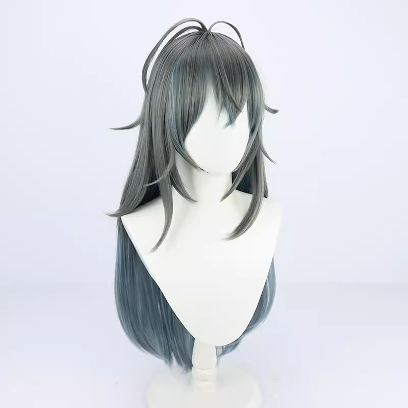 Парик для косплея lke Eveland из синтетического волокна в стиле аниме, длинные волосы с синим и серым градиентом и шапочка для парика