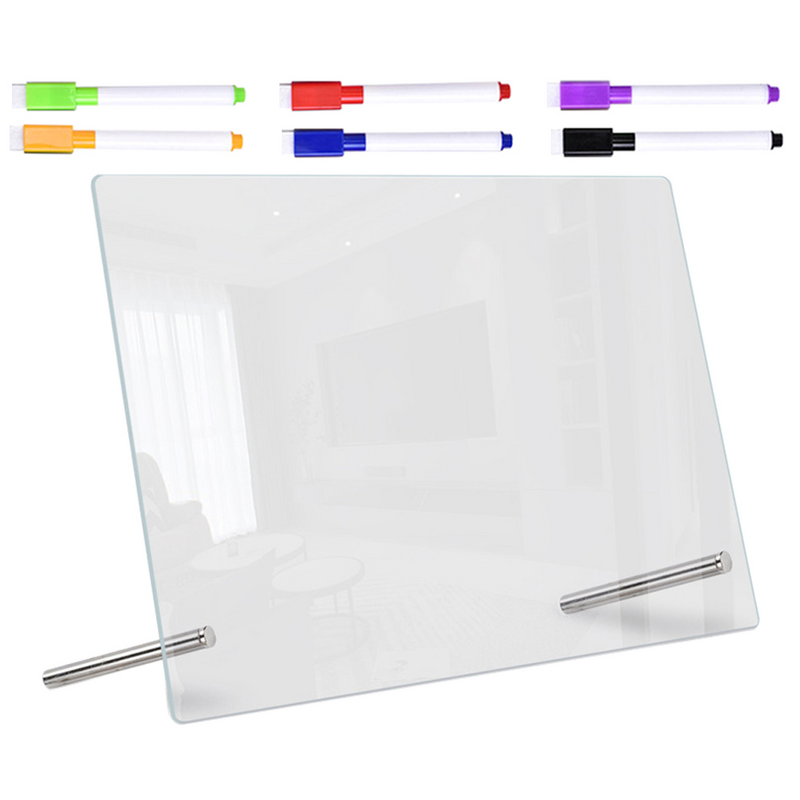 Tablero de borrado en seco transparente, Mini refrigerador, Memo con bolígrafo, acrílico blanco, mesa de notas de escritura, Oficina