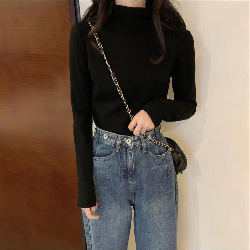 Autumn Winter Women's Pullovers Turtleneck Slim Basic Bottoming Shirt 2023 Fashion Korean Solid Versatile Stretch Jumpers Tops