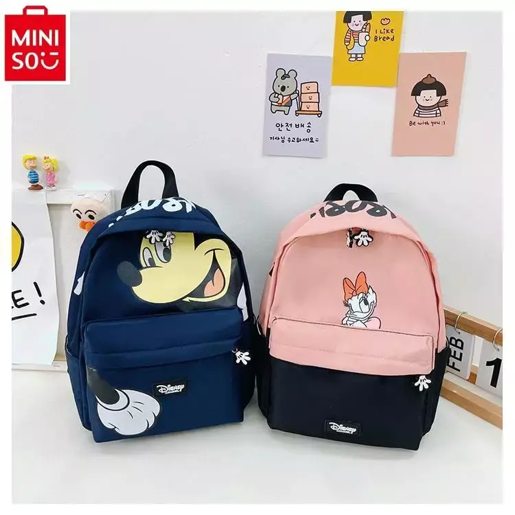 MINISO 2024 New Cartoon Mickey Minnie Kindergarten Kids Backpack Cute Baby Kids Backpack Birthday Gift